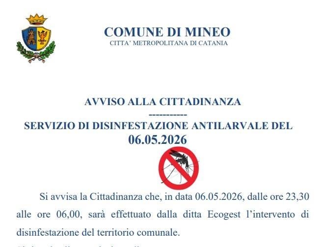  SERVIZIO DI DISINFESTAZIONE ANTILARVALE DEL 06.05.2026